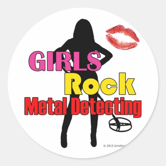 Girls Rock Metal Detecting Round Stickers ラウンドシール (正面)