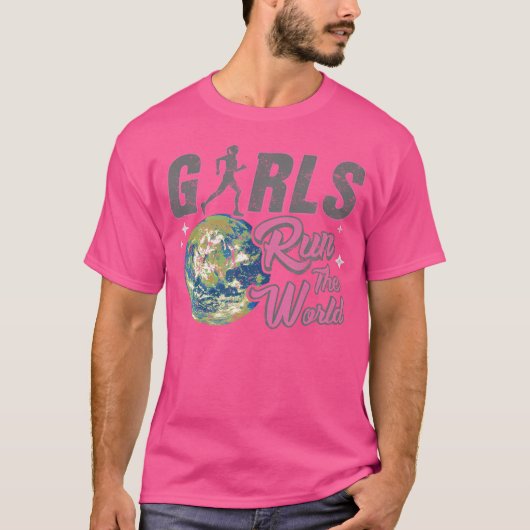 Girls Run The World Empowering Girls Running Tシャツ (正面)