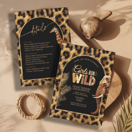 Girls Run Wild Safari Bachelorette Weekend ID1148 招待状