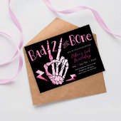 Girls Second Birthday, Pink Bad TWO the Bone   招待状