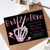 Girls Second Birthday, Pink Bad TWO the Bone   招待状