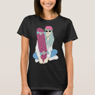 Girls Skate Skateboard Skateboarding Do A Kickflip Tシャツ
