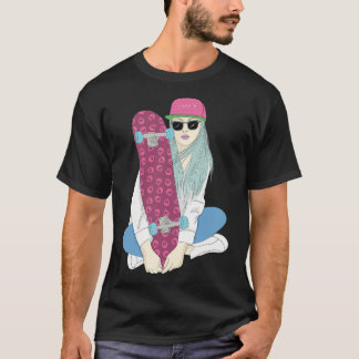 Girls Skate Skateboard Skateboarding Do A Kickflip Tシャツ
