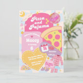 Girls Sleepover Pizza and Pajama Party Invitation 招待状 (スタンド正面)