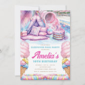 Girls Sleepover Pool Party 招待状 (正面)