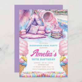 Girls Sleepover Pool Party 招待状