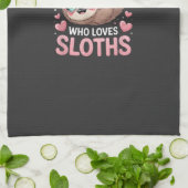 Girls Sloth T-Shirt キッチンタオル (折り畳み)