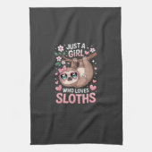 Girls Sloth T-Shirt キッチンタオル (縦)