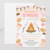 Girls S'more Fun Campfire Smores Baby Shower 招待状 (正面/裏面)