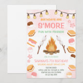 Girls S'more Fun Campfire Smores Birthday Party 招待状 (正面/裏面)