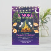 Girls S'more Fun Campfire Smores Birthday Party 招待状 (スタンド正面)