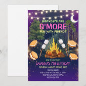 Girls S'more Fun Campfire Smores Birthday Party 招待状 (正面/裏面)