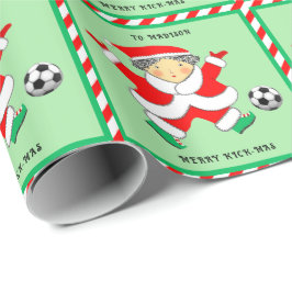 Girls Soccer Christmas Holiday Gift Wrapping Paper ラッピングペーパー