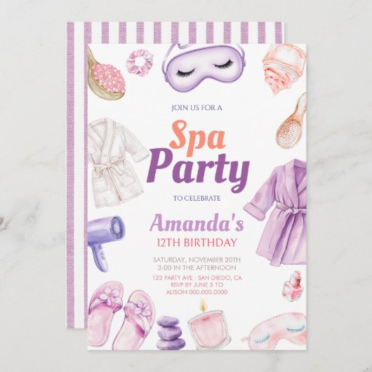 Girls Spa Birthday 招待状 (正面/裏面)