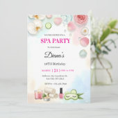 Girls Spa Birthday Party Invitation | Pamper Party 招待状 (スタンド正面)