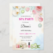 Girls Spa Birthday Party Invitation | Pamper Party 招待状 (正面/裏面)