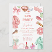 Girls Spa Birthday, Spa Party Birthday Glam Party 招待状 (正面)
