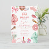 Girls Spa Birthday, Spa Party Birthday Glam Party 招待状 (スタンド正面)
