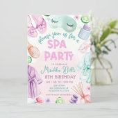 Girls Spa Birthday, Spa Party Birthday Glam Party 招待状 (スタンド正面)
