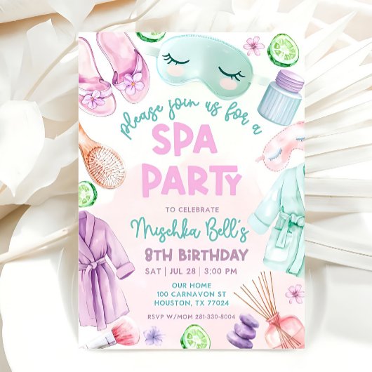 Girls Spa Birthday, Spa Party Birthday Glam Party 招待状
