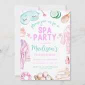 Girls Spa Birthday, Spa Party Birthday Invitation, 招待状 (正面)