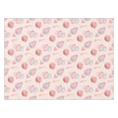 Girls Space Birthday Pink Astronaut テーブルクロス (正面(横))