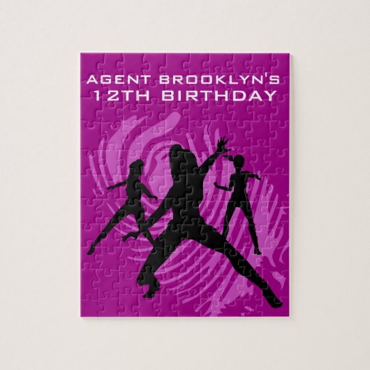 Girls Spy Party Purple Fingerprint ジグソーパズル (縦)