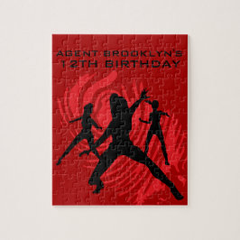 Girls Spy Party Red Fingerprint ジグソーパズル