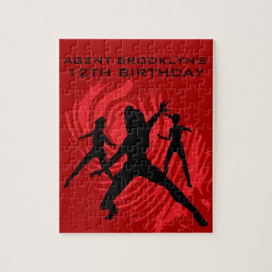 Girls Spy Party Red Fingerprint ジグソーパズル (縦)