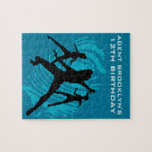 Girls Spy Party Teal Fingerprint ジグソーパズル (横)