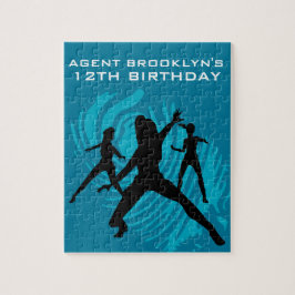 Girls Spy Party Teal Fingerprint ジグソーパズル