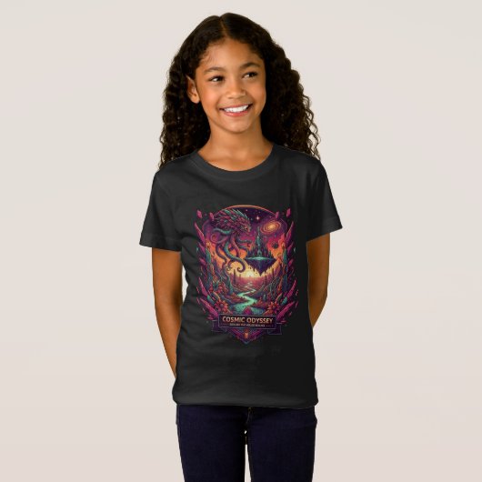 Girls Stellar Space Fantasy Cosmic Adventure Tシャツ (正面フル)