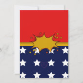 Girls Superhero Red, Blue, Gold & Stars Birthday 招待状 (裏面)