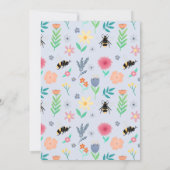 Girls Sweet Bee Wildflower Wild and Three Birthday 招待状 (裏面)