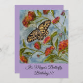 Girls Sweet Butterfly Birthday Invitation 招待状 (正面/裏面)