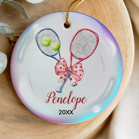Girls Tennis player racquet personalized セラミックオーナメント
