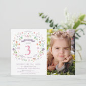 Girl's Third Birthday Party招待状付/写真 招待状 (スタンド正面)