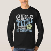 Girls Trip 2023 St Maarten Beach Destination Retro Tシャツ (正面)