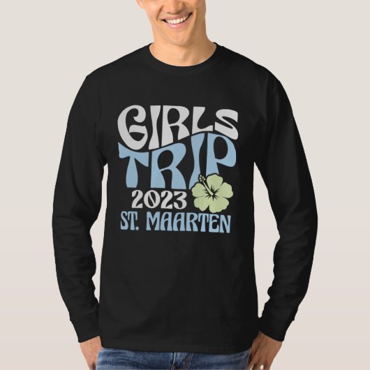 Girls Trip 2023 St Maarten Beach Destination Retro Tシャツ (正面)