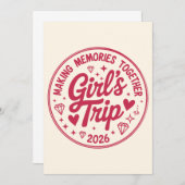 Girls Trip 2026 Making Memories Together Girly 招待状 (正面/裏面)