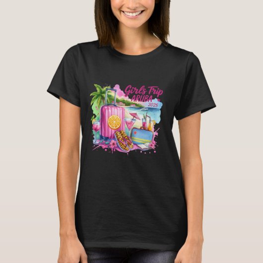 Girls Trip Aruba 2025 Tropical Vacation Vibes Tシャツ (正面)