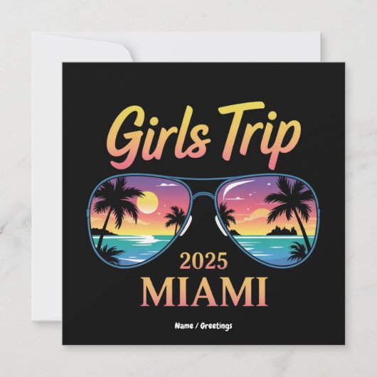  Girls Trip Miami 2025 Unforgettable Women Weekend 招待状 (正面)