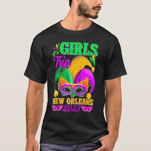 Girls Trip New Orleans 2023 Funny Jester Mask Mard Tシャツ (正面)