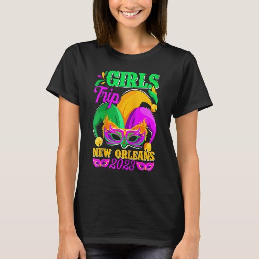 Girls Trip New Orleans 2023 Funny Jester Mask Mard Tシャツ (正面)