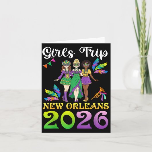 Girls Trip New Orleans 2026 Mardi Gras Day Squad T カード (正面)