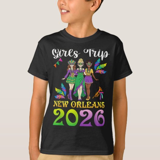 Girls Trip New Orleans 2026 Mardi Gras Day Squad T Tシャツ (正面)