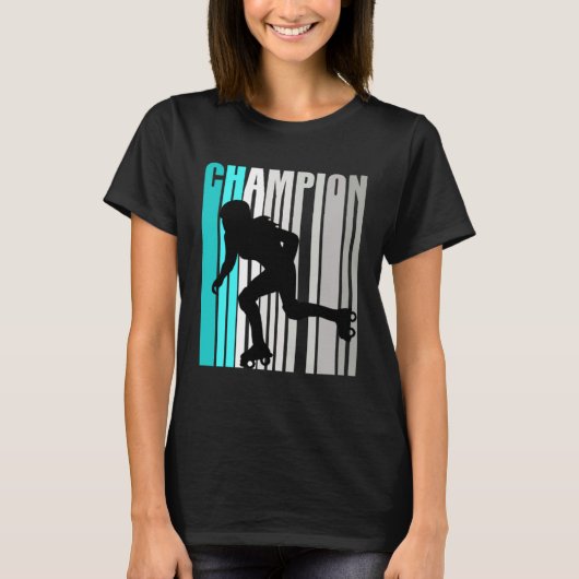 Girls Turquoise Roller Skating Champion Roller Ska Tシャツ (正面)
