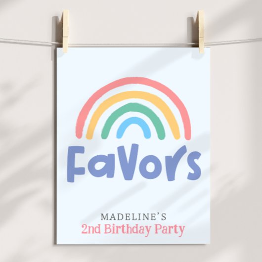 Girls Two Cool 2nd Birthday Rainbow Favor ポスター