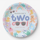 Girls Two Cool Summer Pool Party 2nd Birthday ペーパープレート (正面)