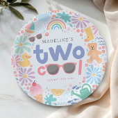 Girls Two Cool Summer Pool Party 2nd Birthday ペーパープレート